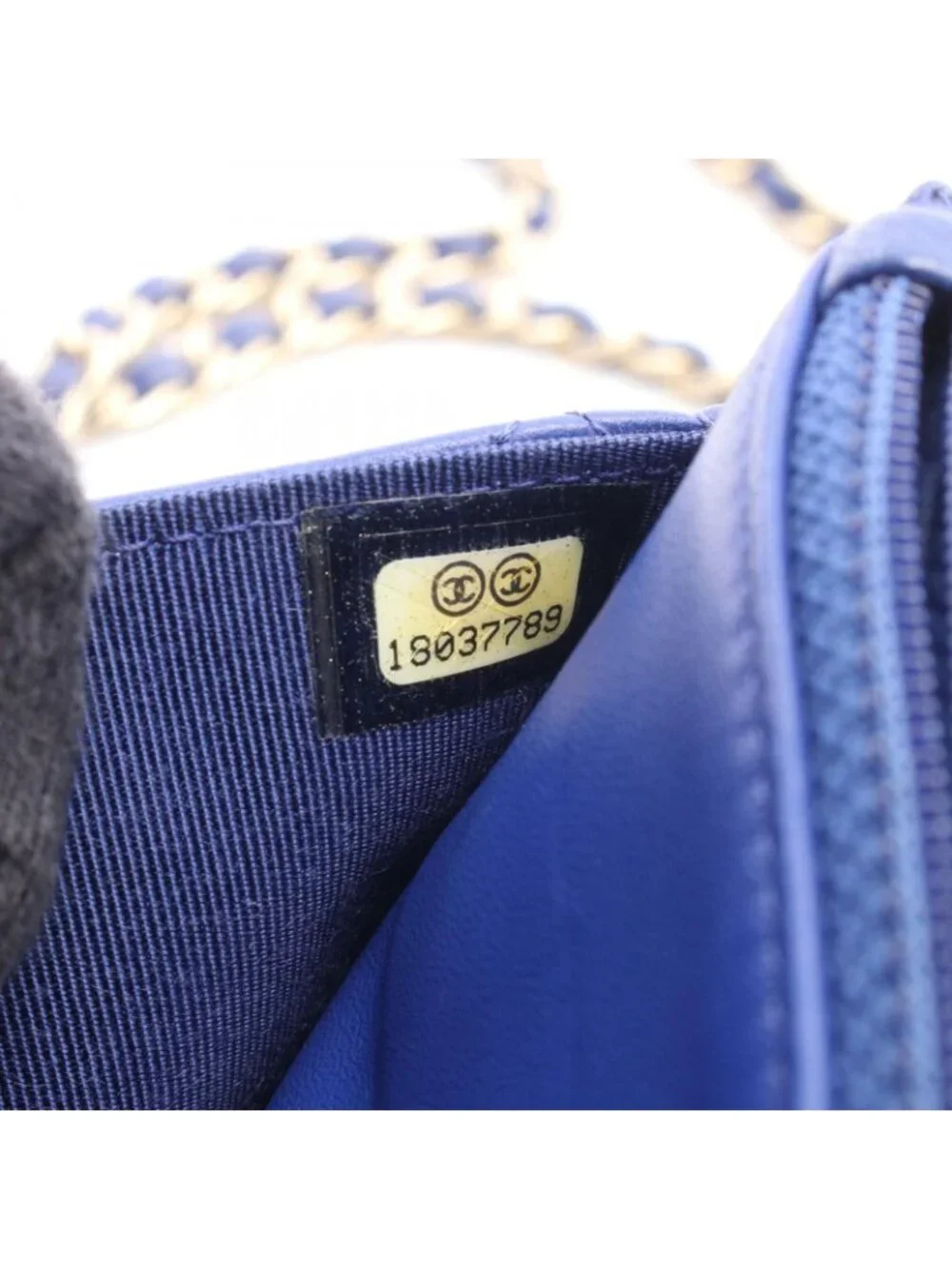 Chanel Shoulder Bag Quilted Blue Lambskin Chain Wallet